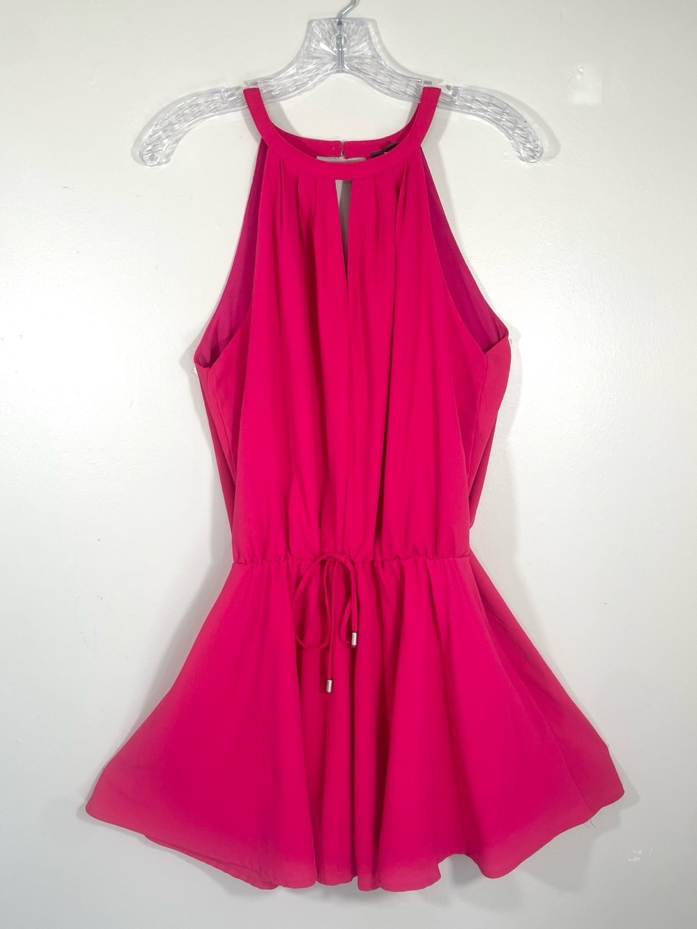 TCEC Hot Pink Halter Skater Dress Medium Keyhole Drawstring Waist Elle Woods